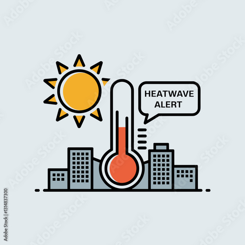 Heatwave alert in urban city. Concept of climate change, extreme temperatures, and global warming impact.