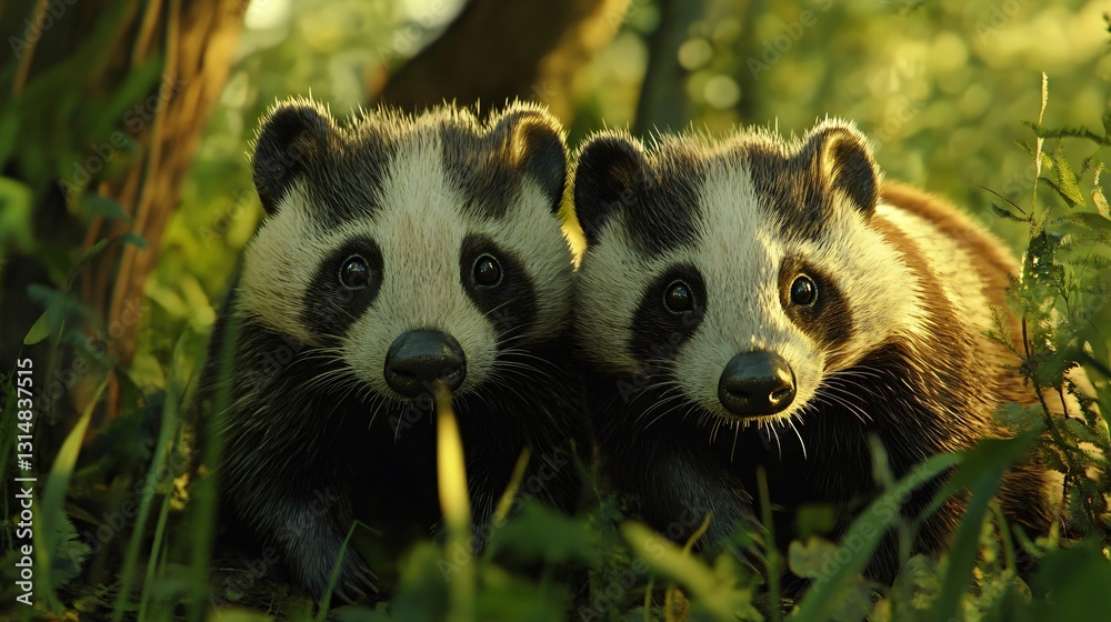 Fototapeta premium Badgers in Nature: Wide Life Animal