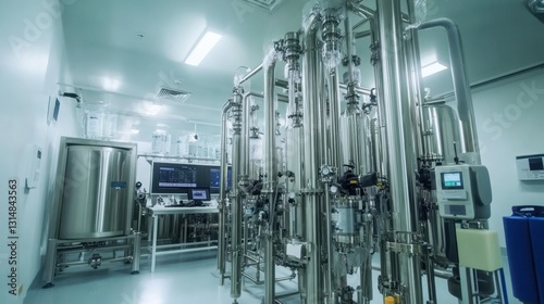 Modern Pharmaceutical Laboratory:  High-Tech Equipment and Sterile Environment for Drug Manufacturing and Research