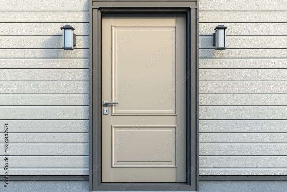 Fototapeta premium Trendy 2025 color flush door enhances elegant home.