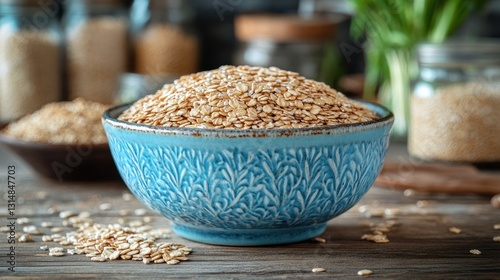 Rolled Oats in Bowl, Kitchen, Healthy Food photo