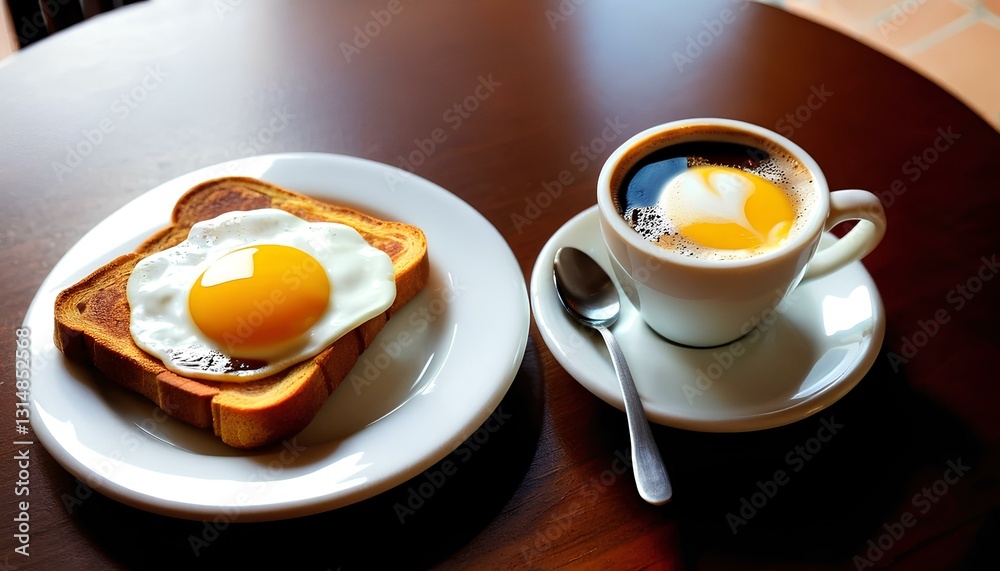 cup of coffee with eggs breat cup of coffee with eggs breat