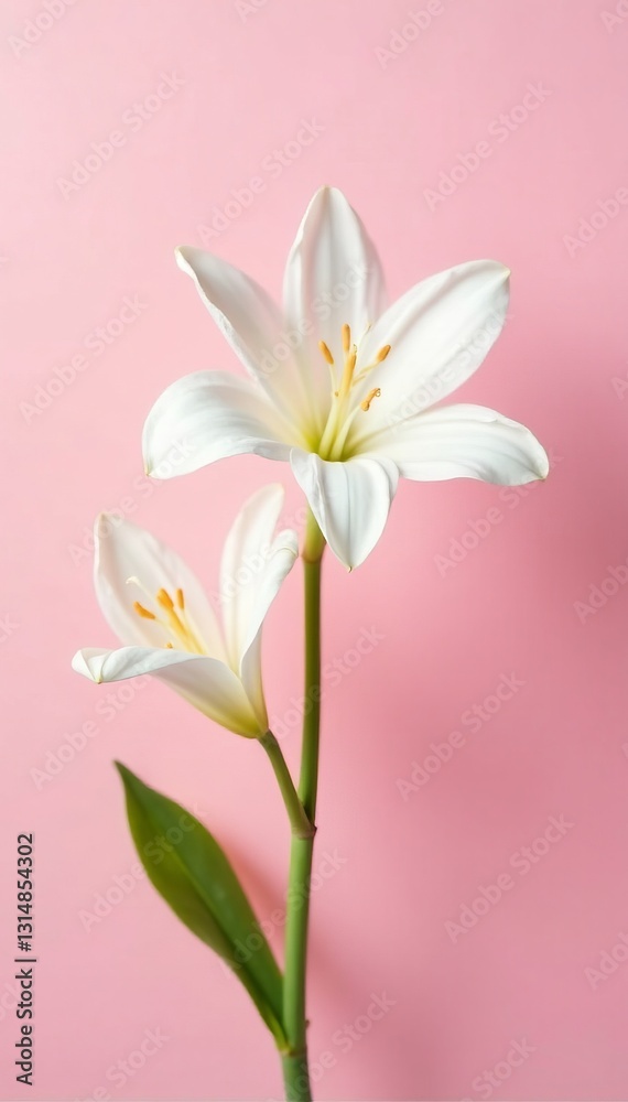 Delicate white petals set against a soft pastel pink background, simple, petals, beauty Delicate white petals set against a soft pastel pink background, simple, petals, beauty