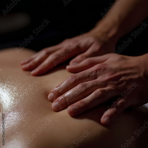 Therapeutic exercise mobility muscle conditioning. Hands massaging sore muscles after therapy session for relaxation and recovery.