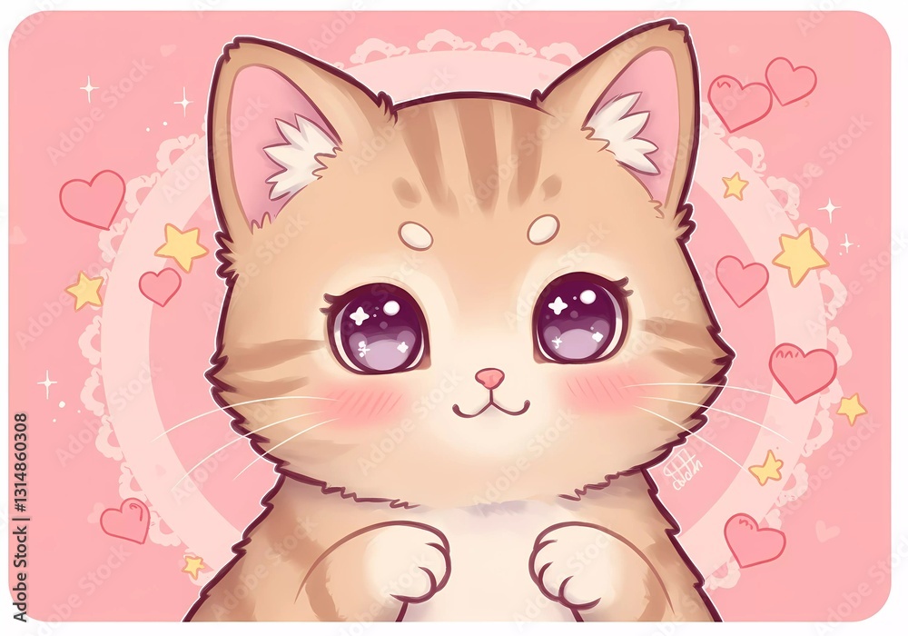 Adorable Kitten in a Pink Wonderland Adorable Kitten in a Pink Wonderland