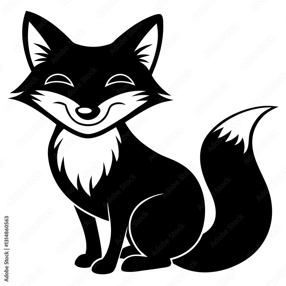 Obraz premium A winking fox silhouette vector illustration 