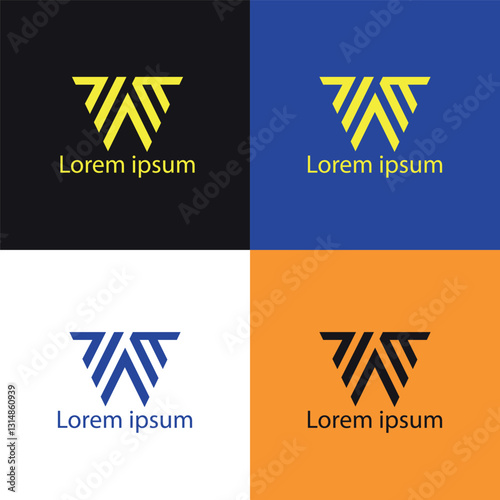 Abstract Unique Geometric Letter W Logo Design