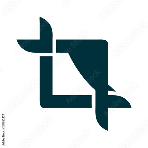 Crop Tool Icon in Dark Teal for Image Editing and Customization