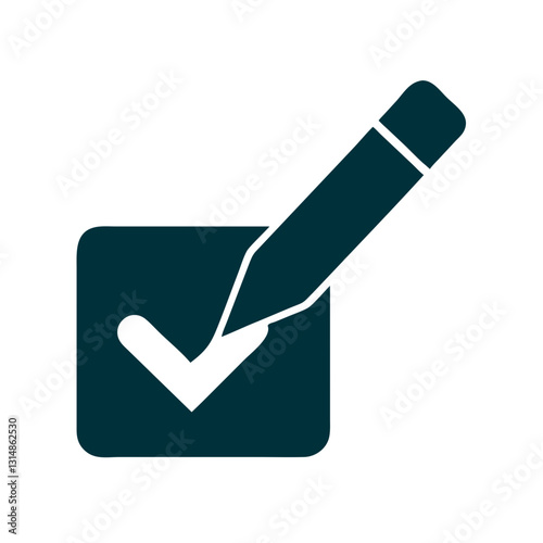 Checklist Mark Icon in Dark Teal for Task Management and Approval
