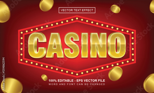 Casino Text effect, Editable 3d text style