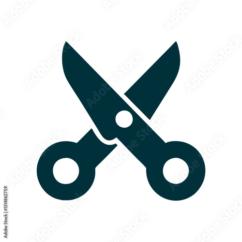 Scissors Icon in Dark Teal for Cutting and Editing