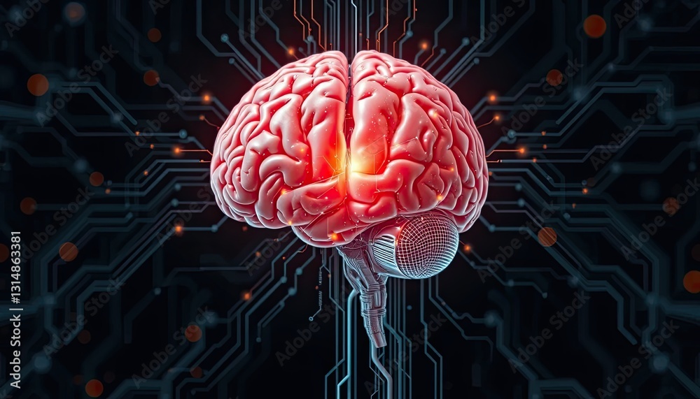 Fototapeta premium Glowing Red and Blue Circuit Board Abstract Technology Background