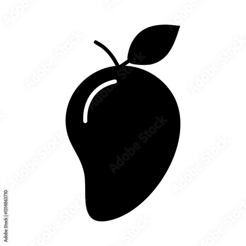 Mango fruit icon over white background, silhouette style, vector illustration
