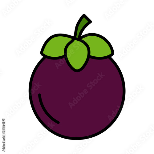 Mangosteen fresh fruit icon vector illustration design flat style