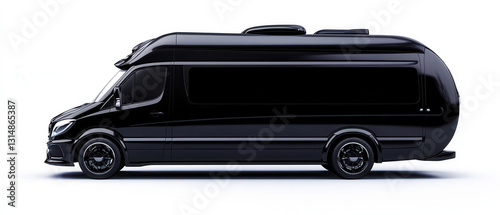 Exploring modern transport sleek black rv showcase urban setting vehicle photography contemporary design side view travel concept