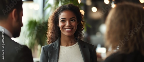 A polite greeting fosters a friendly work culture. photo