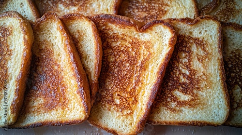 Close up of golden brown crispy toasted french breads