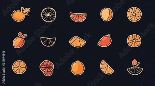 Assorted citrus fruit slices graphic design photo