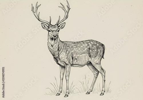 Majestic Fallow Deer: A Penciled Portrait of Elegance