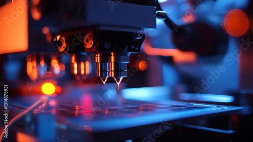 Employees are calibrating photolithography machines to maintain accuracy in chip designs.