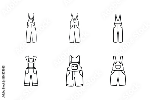 overalls sketch icon line art vector illustration