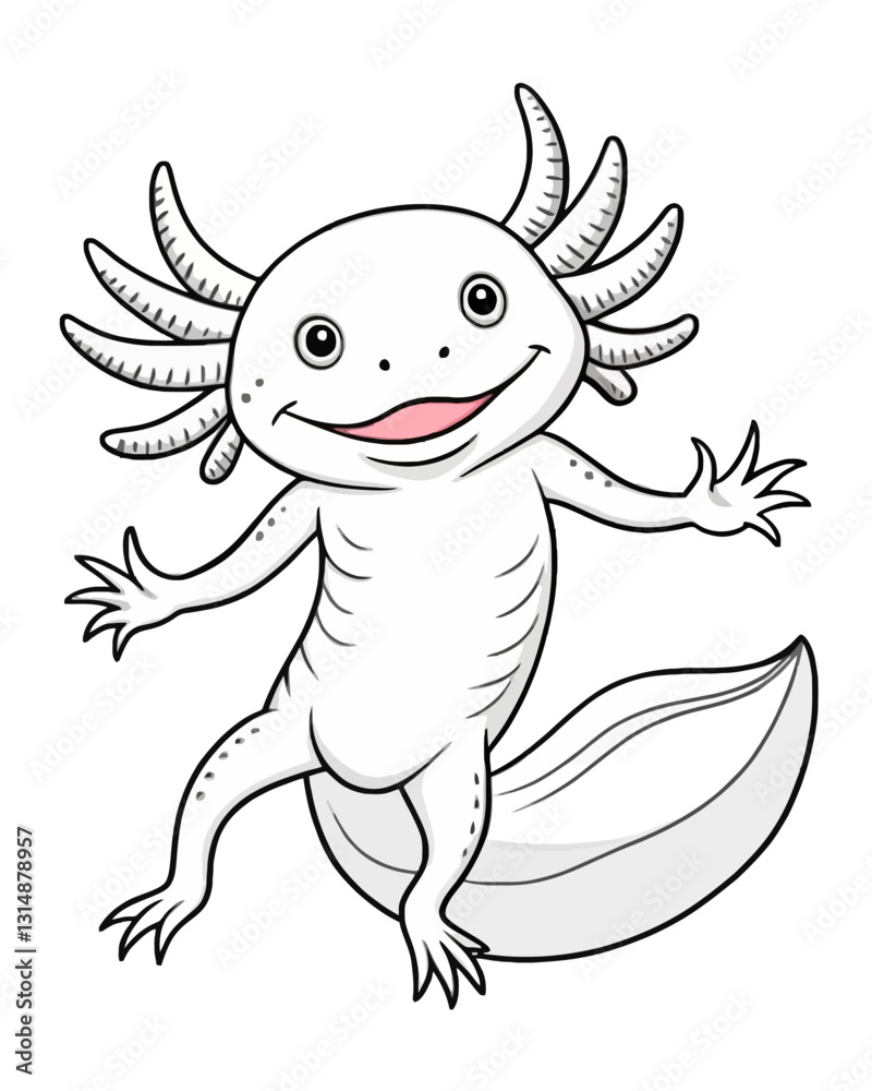Fototapeta premium Axolotl coloring book far kids pages