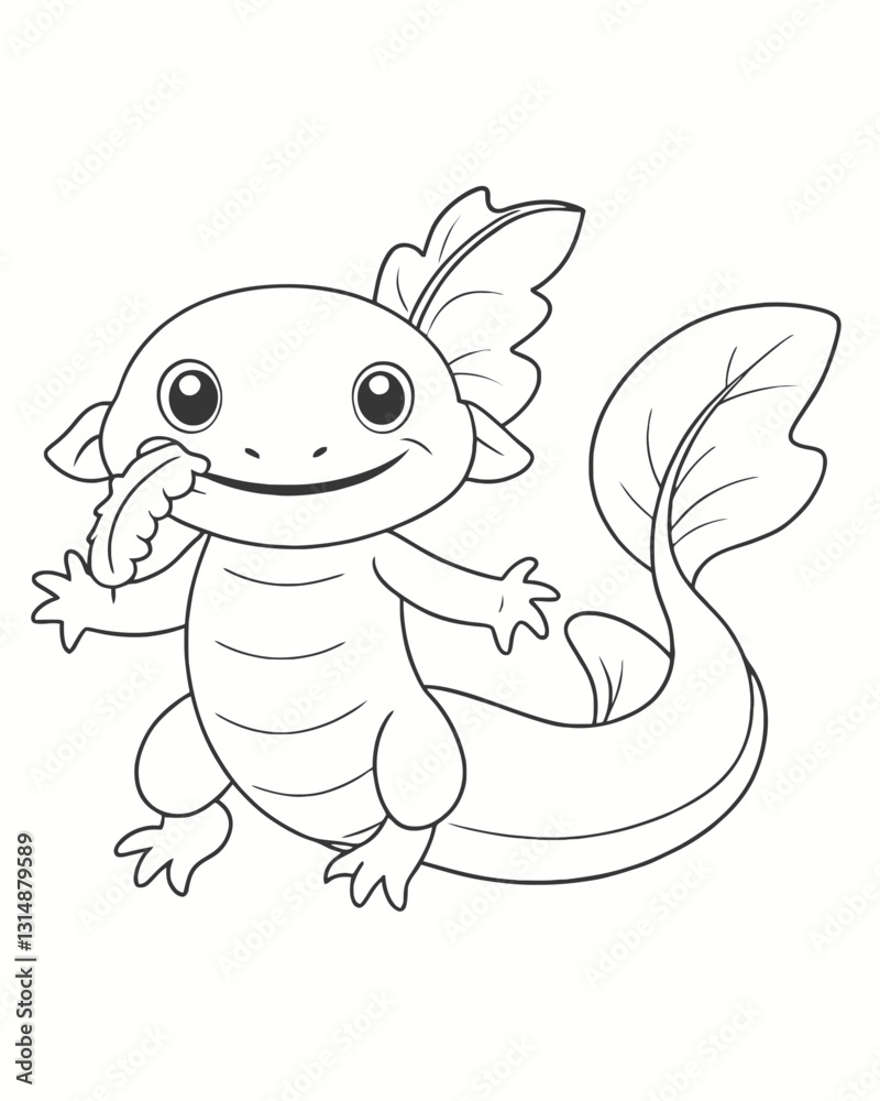 Obraz premium Axolotl coloring book far kids pages
