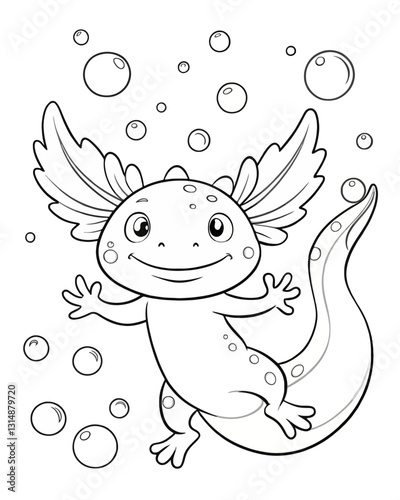 Axolotl coloring book far kids pages