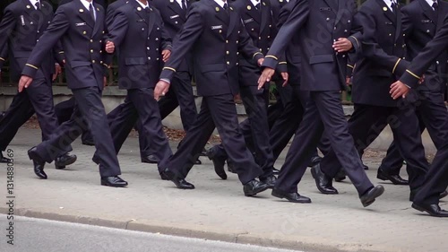 Navy Officers Marching in a Military Parade in slow motion 120fps
