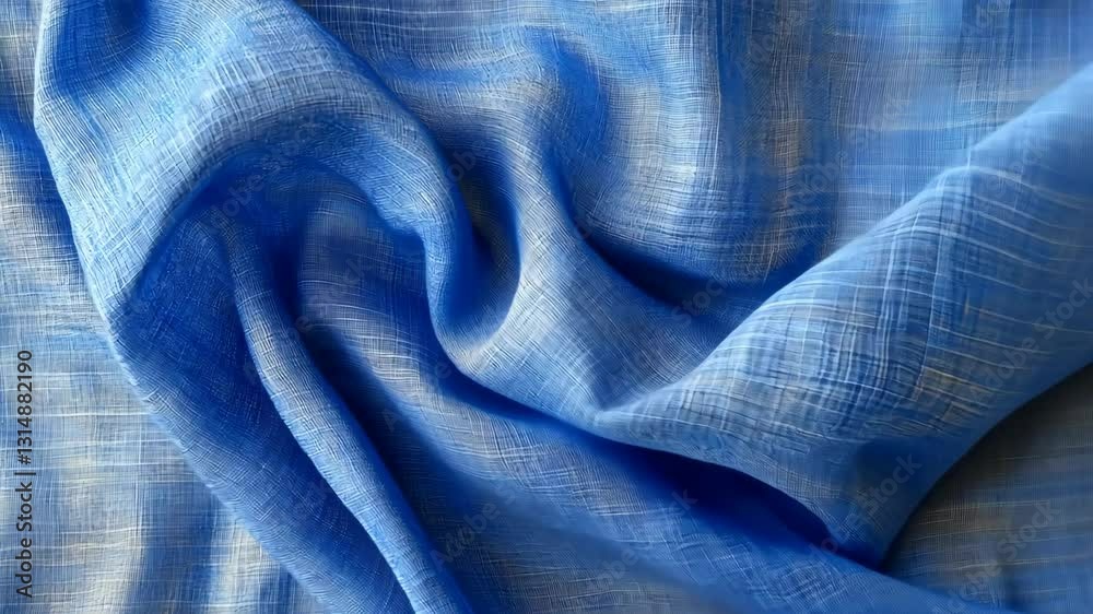Soft blue fabric with delicate texture draping gracefully over a surface in natural light showcasing its vibrant color and intricate weave