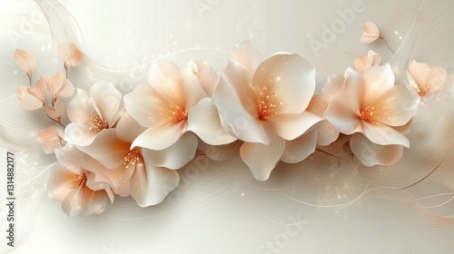 Delicate peach blossoms in soft pastel tones