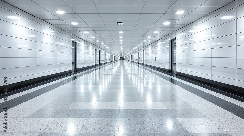 Fototapeta premium Empty Subway Tunnel, Modern Architecture