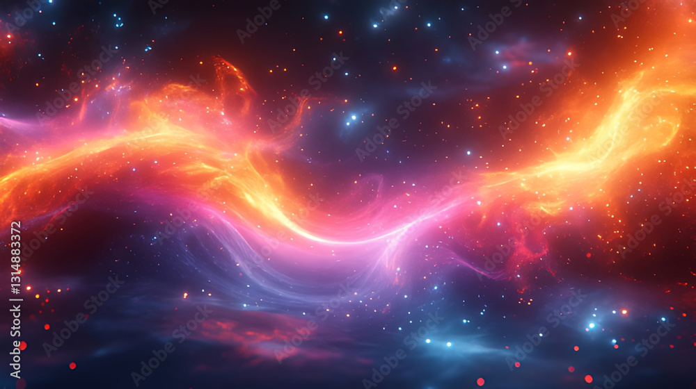 Obraz premium Cosmic energy flows, nebula background, vibrant colors, digital art, website banner
