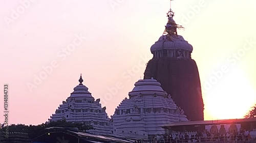 Main temple dome of Jagannath Temple, Famous Hindu temple dedicated to Jagannath or Lord Vishnu, Balabhadra and Subhadra in the coastal town of Puri, Orissa, India.
