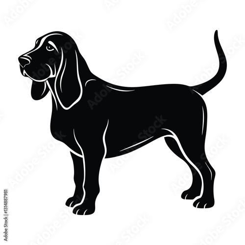 Bloodhound Detecting Scents with Droopy Ears Silhouette Isolated