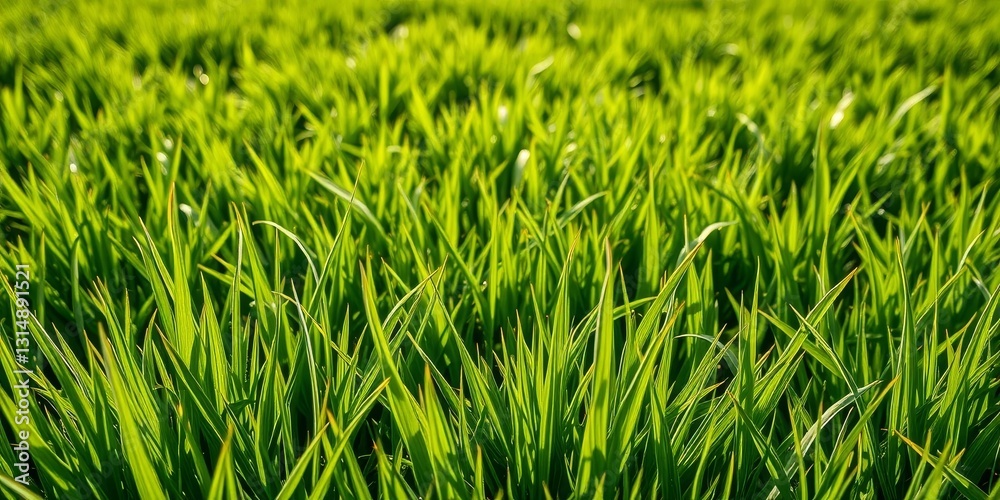 Obraz premium Vibrant Green Blades of Grass in a Lush Meadow, a Close-Up View of Nature's Serenity and the Beauty of Simple Things