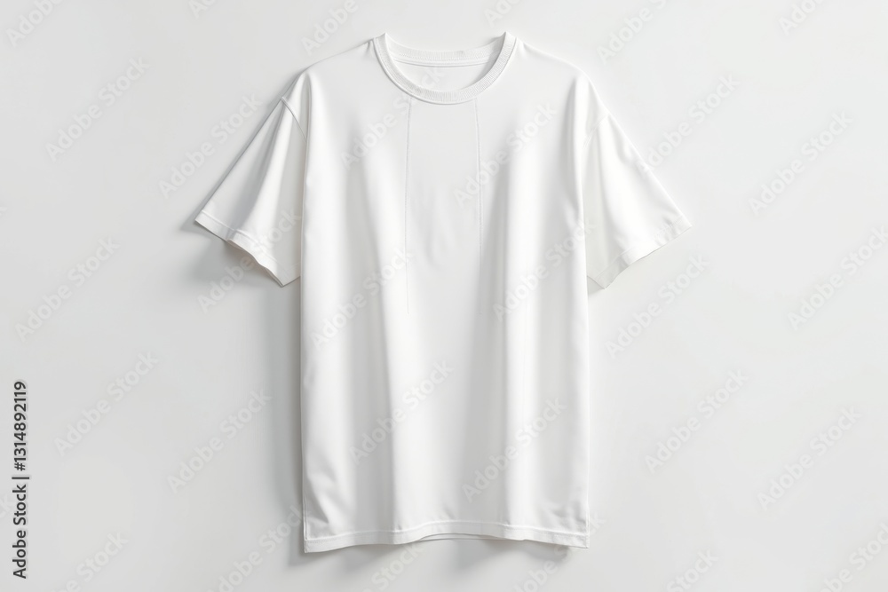 Simple white t-shirt displayed on a hanger Simple white t-shirt displayed on a hanger