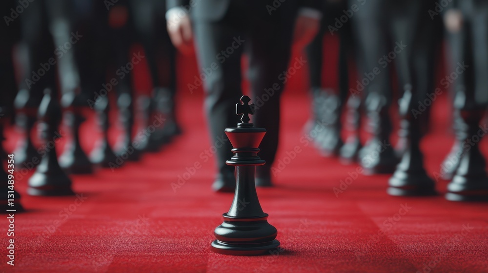 Fototapeta premium Black King Moves Amidst Corporate Crowd