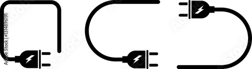 Electric plug vector icon on white background. Electrical cord or cable. Electric power. Vector illustration.