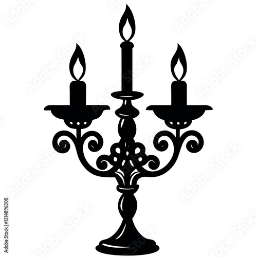 Candle holder silhouette-on-white-background.