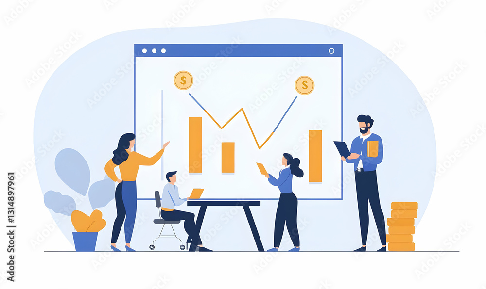 Business Team Analyzing Data and Financial Growth in a Meeting Room Business Team Analyzing Data and Financial Growth in a Meeting Room