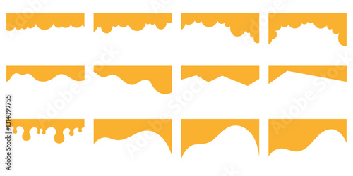 Yellow Wave and Drip Edge Shape Set, Decorative Borders for Graphic Design, Website Elements, Invitations, and Craft Projects