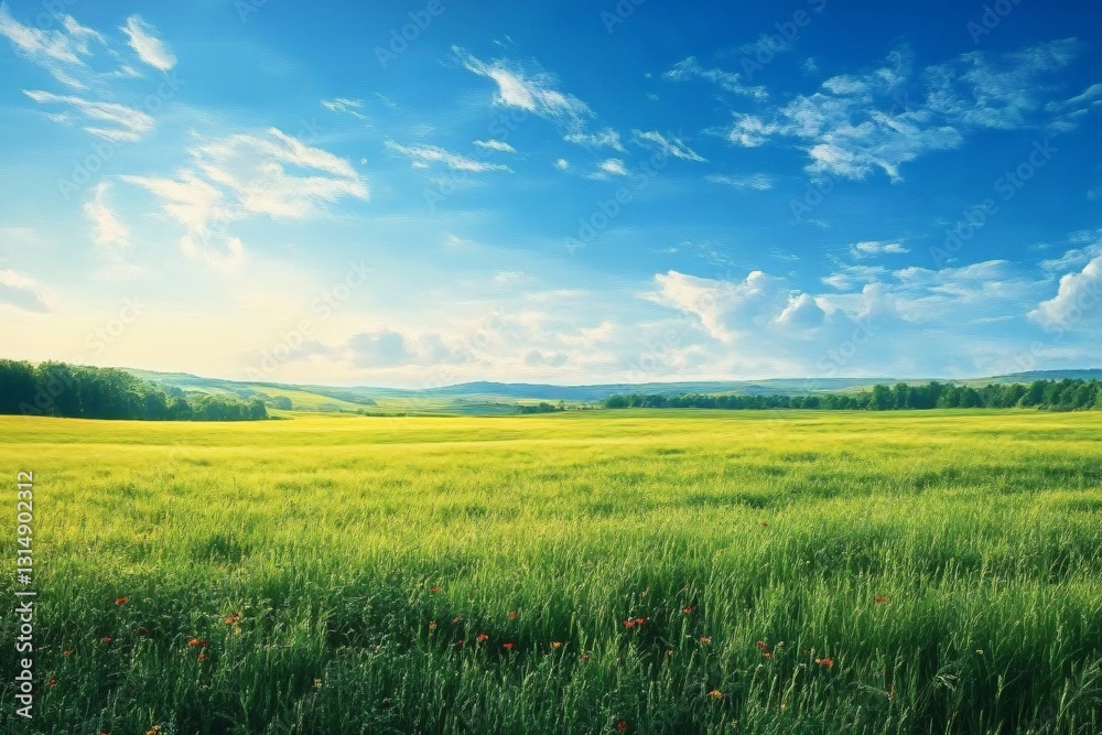 Vibrant summer landscape showcasing a lush green grass field under a clear blue sky, perfect for promoting outdoor events, eco-friendly products, and summer activities. Vibrant summer landscape showcasing a lush green grass field under a clear blue sky, perfect for promoting outdoor events, eco-friendly products, and summer activities.