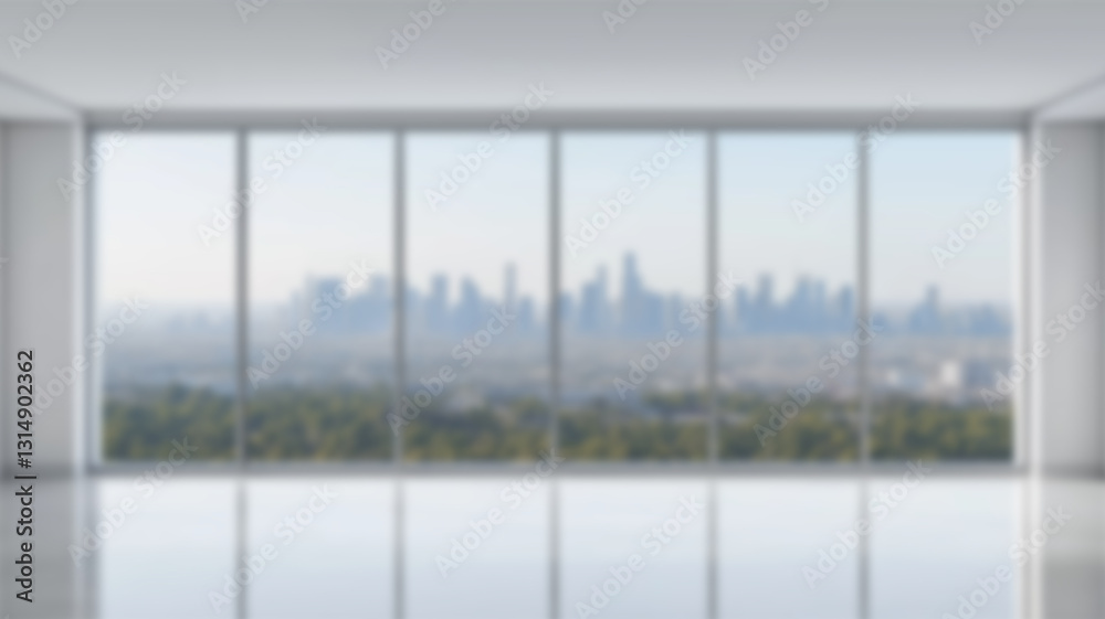 Fototapeta premium City view blurred background. Office and window view background, Bokeh and copy space