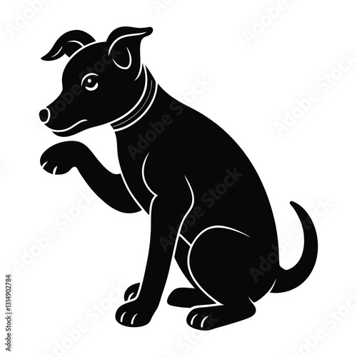 Dog Scratching Its Ear with Hind Leg Silhouette Isolated