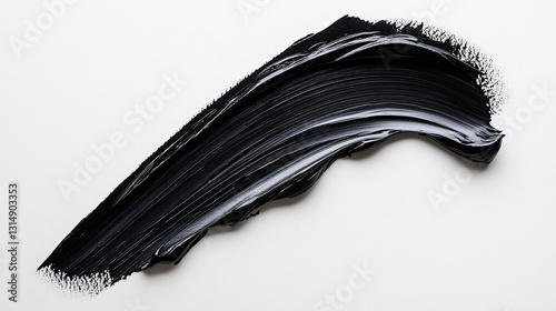 Black Brushstroke on White Background with Artistic Texture