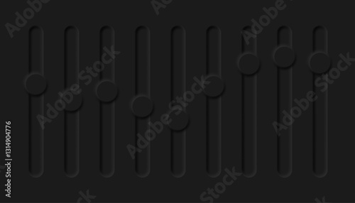 Set of black control button neumorphic design