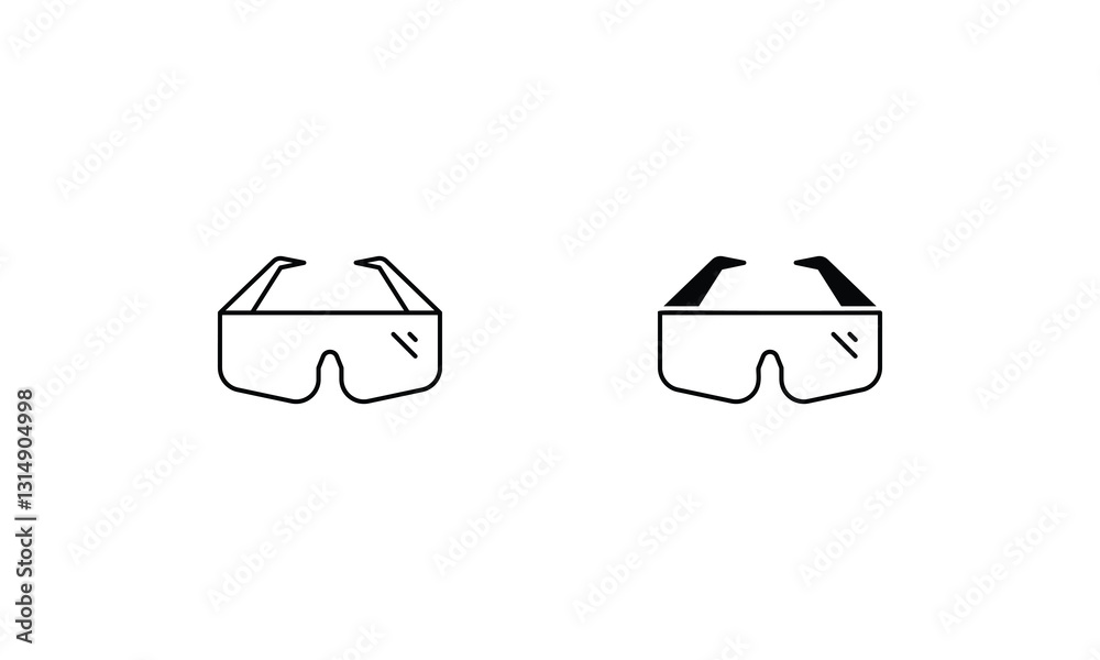 Safety Goggles icons set line and glyph vector stock illustration