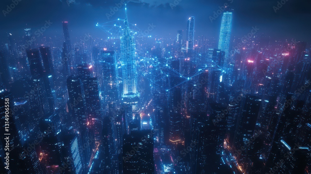 Vibrant nightlife cityscape urban environment aerial view futuristic technology concept dynamic atmosphere Vibrant nightlife cityscape urban environment aerial view futuristic technology concept dynamic atmosphere