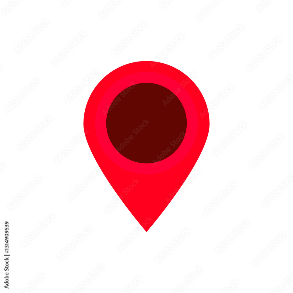 Fototapeta premium Bold red location pin icon that signifies navigation or position on maps, commonly used digitally.